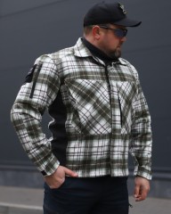 Тактична мілітарі Сорочка FCT утеплена в клітинку чорно-біла (1 номер)