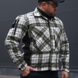 Тактична мілітарі Сорочка FCT демісезон утеплена в клітинку зелено-біла (1 номер)