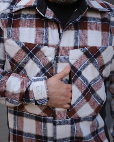 Тактическая милитари Рубашка FCT демисезон утепленная в клетку Бордово-белая (36 номер) 40-42/3