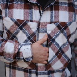 Тактична мілітарі Сорочка FCT демісезон утеплена в клітинку Бордова-біла (36 номер)