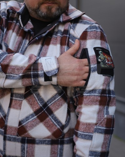 Тактическая милитари Рубашка FCT демисезон утепленная в клетку Бордово-белая (36 номер) 40-42/3