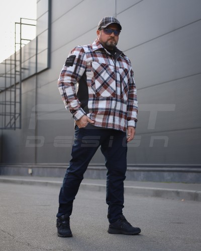 Тактическая милитари Рубашка FCT демисезон утепленная в клетку Бордово-белая (36 номер) 40-42/3