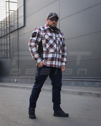 Тактическая милитари Рубашка FCT демисезон утепленная в клетку Бордово-белая (36 номер) 40-42/3