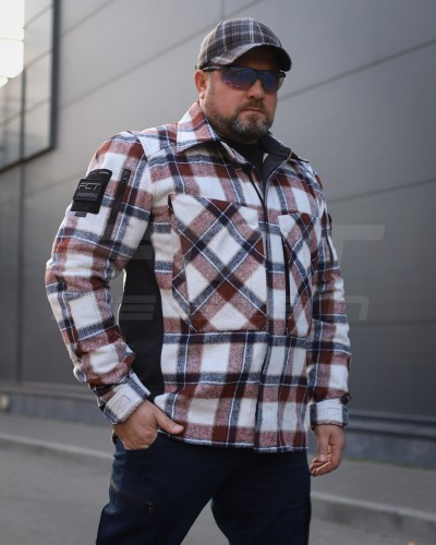 Тактическая милитари Рубашка FCT демисезон утепленная в клетку Бордово-белая (36 номер) 40-42/3