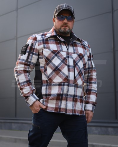 Тактическая милитари Рубашка FCT демисезон утепленная в клетку Бордово-белая (36 номер) 40-42/3