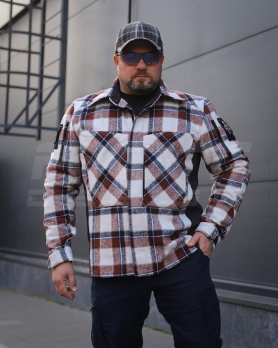 Тактическая милитари Рубашка FCT демисезон утепленная в клетку Бордово-белая (36 номер) 40-42/3