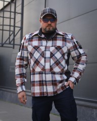 Тактическая милитари Рубашка FCT демисезон утепленная в клетку Бордово-белая (36 номер)