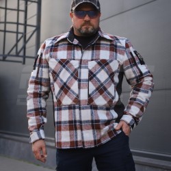 Тактична мілітарі Сорочка FCT демісезон утеплена в клітинку Бордова-біла (36 номер)
