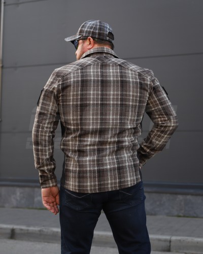 Тактическая милитари Рубашка FCT демисезон утеплена в клетку Коричнево-серая (28 номер) 40-42/3
