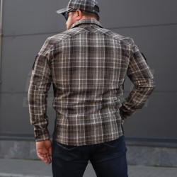 Тактична мілітарі Сорочка FCT демісезон утеплена в клітинку Коричнево-сіра (28 номер)