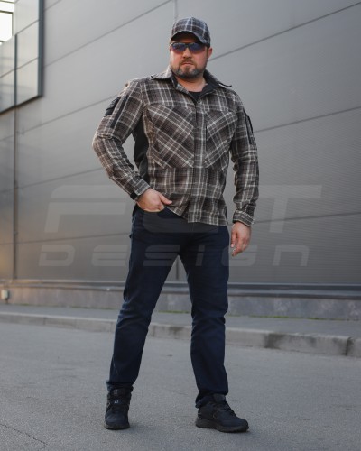 Тактическая милитари Рубашка FCT демисезон утеплена в клетку Коричнево-серая (28 номер) 40-42/3