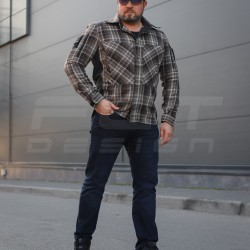 Тактична мілітарі Сорочка FCT демісезон утеплена в клітинку Коричнево-сіра (28 номер)