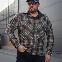 Тактична мілітарі Сорочка FCT демісезон утеплена в клітинку Коричнево-сіра (28 номер)