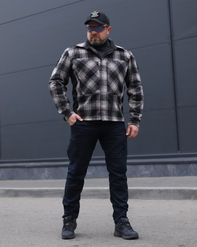 Тактична мілітарі Сорочка FCT утеплена в клітинку Біло-сіра (2 номер) 40-42/3 40-42/3