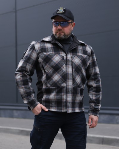 Тактична мілітарі Сорочка FCT утеплена в клітинку Біло-сіра (2 номер) 40-42/3 40-42/3