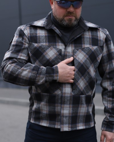 Тактична мілітарі Сорочка FCT утеплена в клітинку Біло-сіра (2 номер) 40-42/3 40-42/3