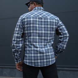 Тактична мілітарі Сорочка FCT Blackbeard демісезон в клітинку Блакитна (14 номер)