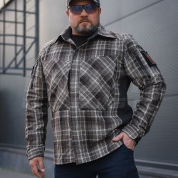 Тактична мілітарі Сорочка FCT демісезон утеплена в клітинку Коричнева (33 номер)