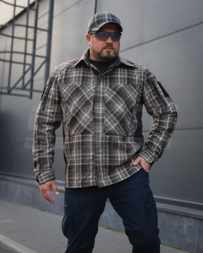 Тактическая милитари Рубашка FCT демисезон утепленая в клетку Коричнева (33 номер) 40-42/3