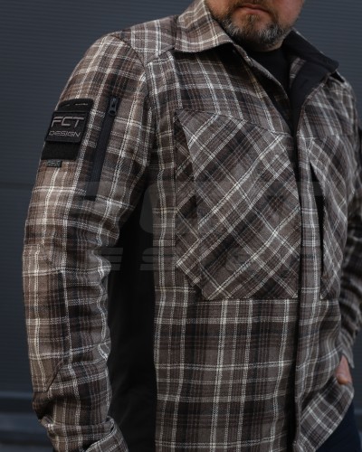Тактическая милитари Рубашка FCT демисезон утепленая в клетку Коричнева (33 номер) 40-42/3