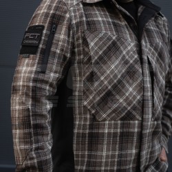 Тактична мілітарі Сорочка FCT демісезон утеплена в клітинку Коричнева (33 номер)