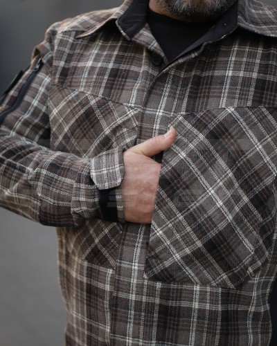 Тактическая милитари Рубашка FCT демисезон утепленая в клетку Коричнева (33 номер) 40-42/3