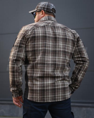 Тактическая милитари Рубашка FCT демисезон утепленая в клетку Коричнева (33 номер) 40-42/3