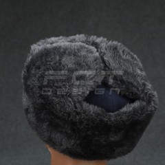 Шапка-вушанка набивне хутро сіре сукно сині