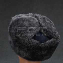 Шапка-ушанка набивной мех серое сукно синие