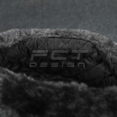 Шапка-вушанка набивне хутро сіре сукно сині