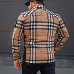 Тактична мілітарі Сорочка FCT демісезон утеплена в клітинку Помаранчево-бежева (37 номер)