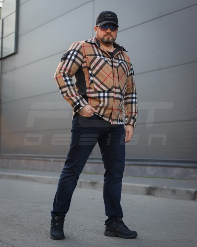 Тактическая милитари Рубашка FCT демисезон утеплена в клетку Оранжево-бежевая (37 номер) 40-42/3