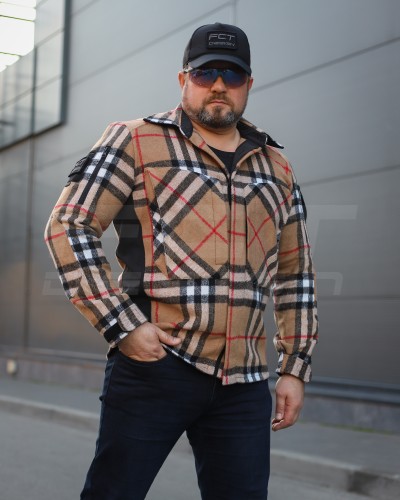 Тактическая милитари Рубашка FCT демисезон утеплена в клетку Оранжево-бежевая (37 номер) 40-42/3