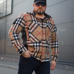 Тактична мілітарі Сорочка FCT демісезон утеплена в клітинку Помаранчево-бежева (37 номер)