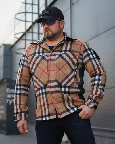 Тактическая милитари Рубашка FCT демисезон утеплена в клетку Оранжево-бежевая (37 номер) 40-42/3