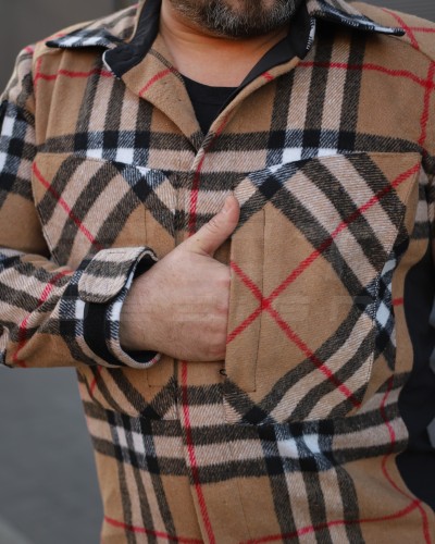 Тактическая милитари Рубашка FCT демисезон утеплена в клетку Оранжево-бежевая (37 номер) 40-42/3