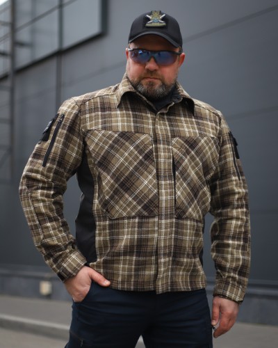 Тактична мілітарі Сорочка FCT утеплена в клітинку Койот (3 номер) 40-42/3 40-42/3