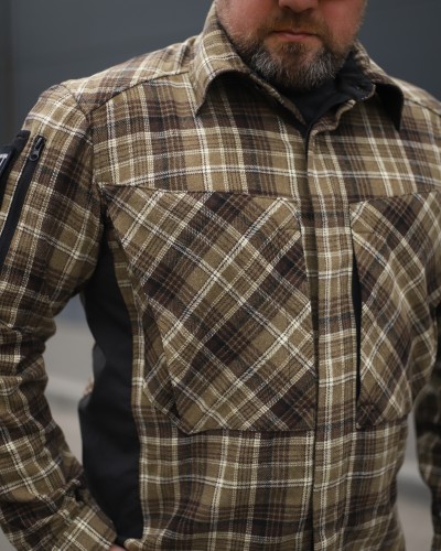 Тактична мілітарі Сорочка FCT утеплена в клітинку Койот (3 номер) 40-42/3 40-42/3