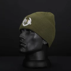 Шапка в'язана Акрил Хакі вишивка ССО