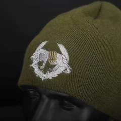 Шапка в'язана Акрил Хакі вишивка ССО