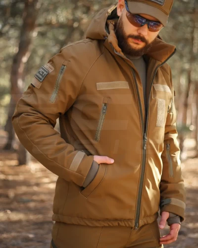 Куртка зимова Хантер Софтшелл термофліс Койот 40-42/3 40-42/3