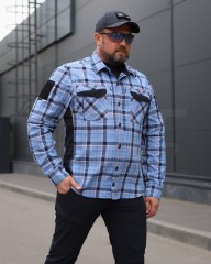 Тактична мілітарі Сорочка FCT Blackbeard демісезон в клітинку Блакитно-помаранчева (5 номер)