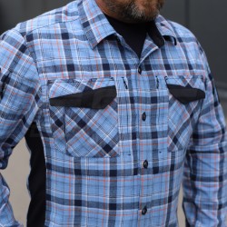 Тактична мілітарі Сорочка FCT Blackbeard демісезон в клітинку Блакитно-помаранчева (5 номер)