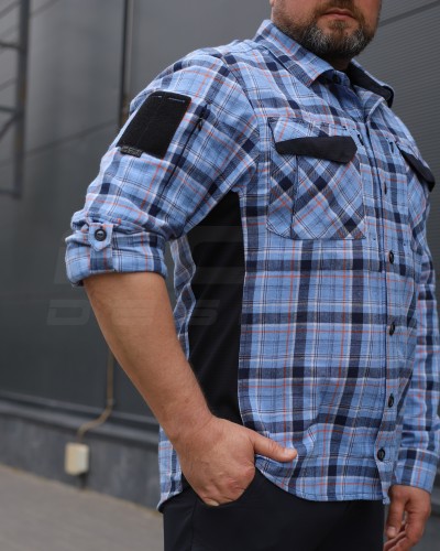 Тактична мілітарі Сорочка FCT Blackbeard демісезон в клітинку Блакитно-помаранчева (5 номер) 40-42/3 40-42/3