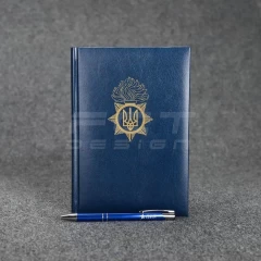 Блокнот щоденник НГУ з нанесенням синій А5