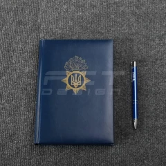 Блокнот щоденник НГУ з нанесенням синій А5