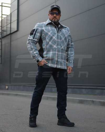 Тактическая милитари Рубашка FCT демисезон утеплена в клетку Голубо-красная (16 номер) 40-42/3