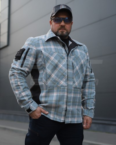 Тактическая милитари Рубашка FCT демисезон утеплена в клетку Голубо-красная (16 номер) 40-42/3