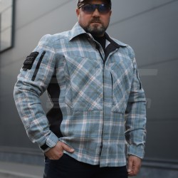 Тактична мілітарі Сорочка FCT демісезон утеплена в клітинку Блакитно-червона (16 номер)