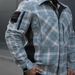 Тактична мілітарі Сорочка FCT демісезон утеплена в клітинку Блакитно-червона (16 номер)